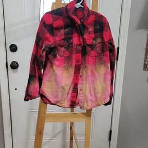 Plaid Kids Shirt in Red and Pink
